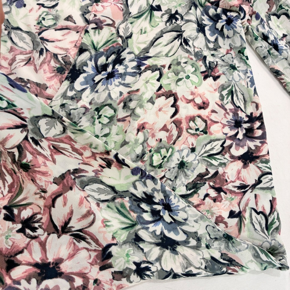 Olivaceous Floral Wrap Top Womens Small Bell Sleeve Soft Romantic Feminine Boho - Picture 9 of 12